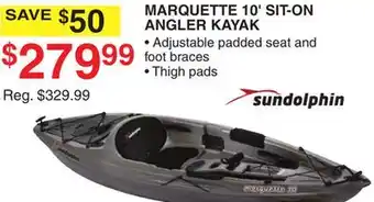 Dunham's Sports SUNDOLPHIN MARQUETTE 10' SIT-ON ANGLER KAYAK offer