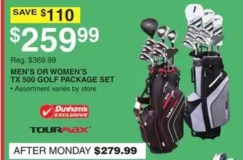 Dunham's Sports MEN'S OR WOMEN'S TX 500 GOLF PACKAGE SET offer