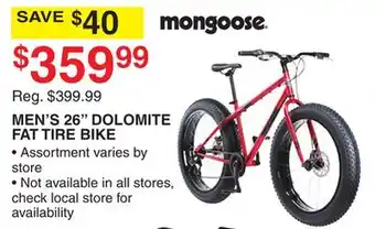 Dunham's Sports MEN'S 26 DOLOMITE FAT TIRE BIKE offer