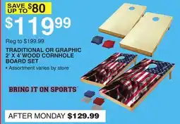 Dunham's Sports TRADITIONAL OR GRAPHIC 2' X 4' WOOD CORNHOLE BOARD SET offer