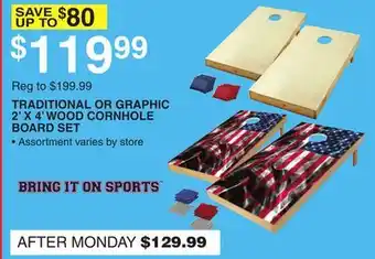 Dunham's Sports TRADITIONAL OR GRAPHIC 2' X 4' WOOD CORNHOLE BOARD SET offer