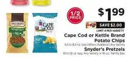 ShopRite Cape Cod or Kettle Brand Potato Chips, Snyder’s Pretzels offer