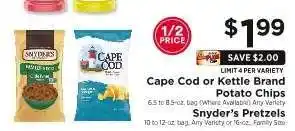 ShopRite Cape Cod or Kettle Brand Potato Chips, Snyder’s Pretzels offer