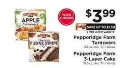 ShopRite Pepperidge Farm Turnovers / Pepperidge Farm 3-Layer Cake offer