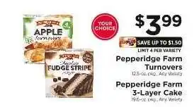 ShopRite Pepperidge Farm Turnovers / Pepperidge Farm 3-Layer Cake offer