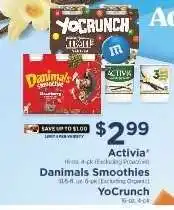 ShopRite Activia, Danimals Smoothies, YoCrunch offer