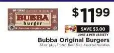 ShopRite Bubba Original Burgers offer