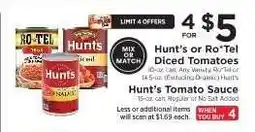 ShopRite Hunt's or Ro Tel Diced Tomatoes offer