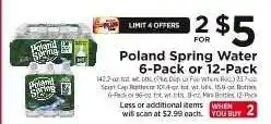 ShopRite Poland Spring Water 6-Pack or 12-Pack offer