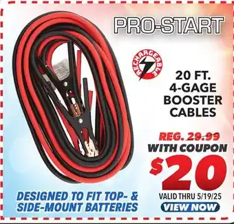 Big 5 Pro-Start 20' 4-Guage Booster Cables offer