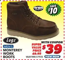 Big 5 Lugz Monterey Steel Toe Men's Wide Work Boots offer