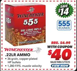 Big 5 Winchester .22LR Ammunition - 555-Round Value Pack offer