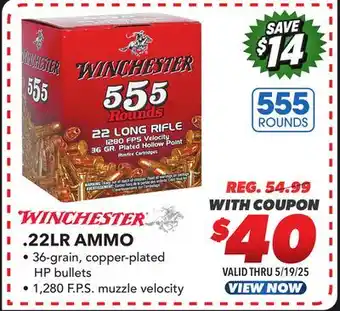 Big 5 Winchester .22LR Ammunition - 555-Round Value Pack offer