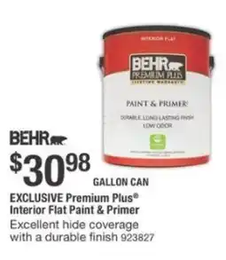 The Home Depot Exclusive premium plus interior flat paint & primer offer
