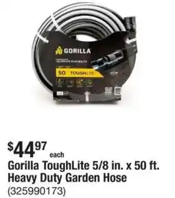 The Home Depot Gorilla toughlite heavy duty garden hose offer