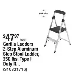 The Home Depot Gorilla ladders 2-step aluminum step stool ladder type i duty r... offer