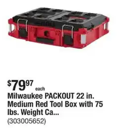 The Home Depot Milwaukee packout medium red tool box with weight ca... offer