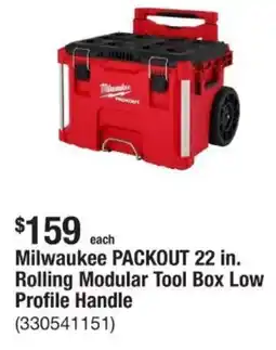 The Home Depot Milwaukee packout rolling modular tool box low profile handle offer