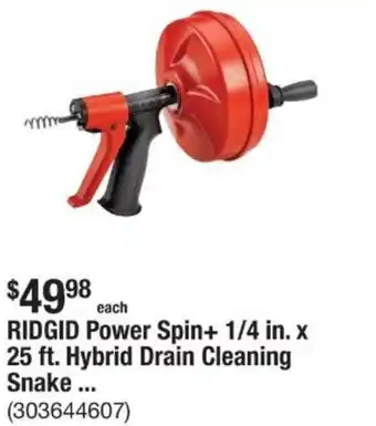 The Home Depot Ridgid power spin hybrid drain cleaning snake ... offer