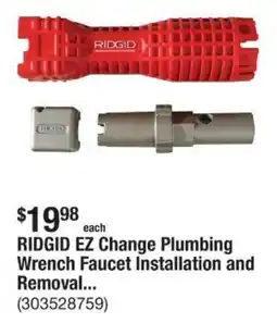 The Home Depot Ridgid ez change plumbing wrench faucet installation and removal... offer