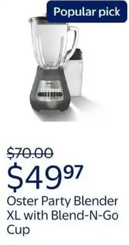 Walmart Oster party blender xl with blend-n-go cup offer