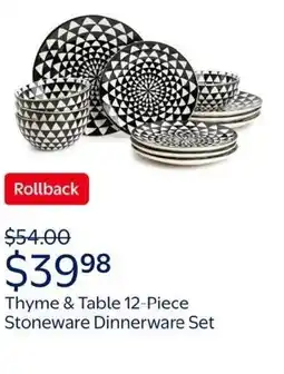 Walmart Thyme & table stoneware dinnerware set offer