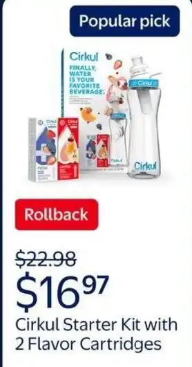Walmart Cirkul starter kit with 2 flavor cartridges offer