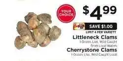 ShopRite Littleneck Clams / Cherrystone Clams offer