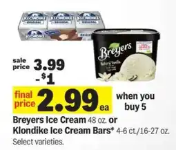 Meijer Breyers Ice Cream or Klondike Ice Cream Bars offer