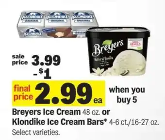 Meijer Breyers Ice Cream or Klondike Ice Cream Bars offer