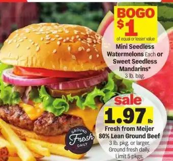 Meijer Mini Seedless Watermelons or Sweet Seedless Mandarins offer