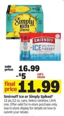 Meijer Smirnoff Ice or Simply Spiked offer