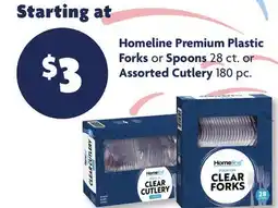 Family Dollar Homeline Premium Plastic Forks or Spoons 28 ct. or Assorted Cutlery 180 pc offer