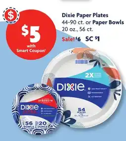 Family Dollar Dixie Paper Plates 44-90 ct. or Paper Bowls 20 oz., 56 ct offer