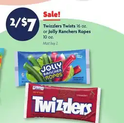 Family Dollar Twizzlers Twists 16 oz. or Jolly Ranchers Ropes 10 oz offer