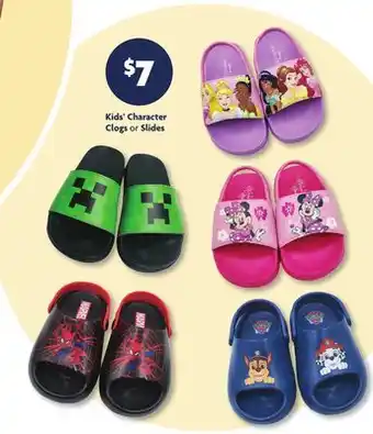 Family Dollar Kids' Character Clogs or Slides offer