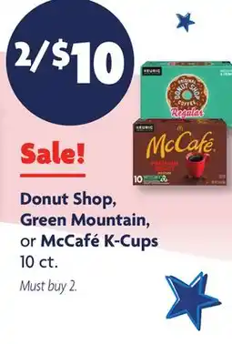 Family Dollar Donut Shop, Green Mountain, or McCafé K-Cups offer