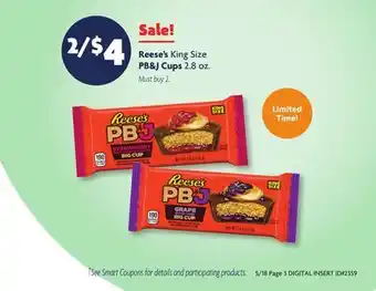 Family Dollar Reese's King Size PB & J Cups offer