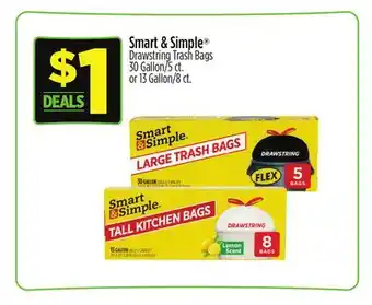 Dollar General Smart & Simple Drawstring Trash Bags offer