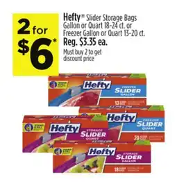 Dollar General Hefty Slider Storage Bags Gallon or Quart 18-24 ct. or Freezer Gallon or Quart 13-20 ct offer
