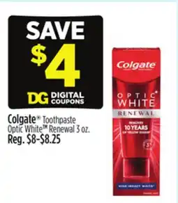Dollar General Colgate Toothpaste Optic White offer