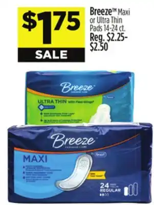 Dollar General Breeze Maxi or Ultra Thin Pads offer