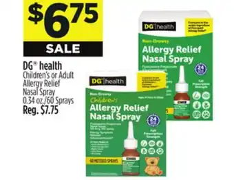 Dollar General DG health Children's or Adult Allergy Relief Nasal Spray offer