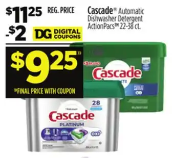 Dollar General Cascade Automatic Dishwasher Detergent ActionPacs offer