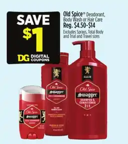 Dollar General Old Spice Deodorant, Body Wash or Hair Care Travel offer