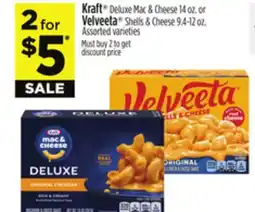 Dollar General Kraft Deluxe Mac & Cheese 14 oz. or Velveeta Shells & Cheese 9.4-12 oz offer