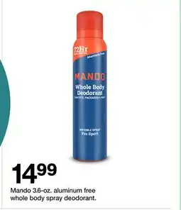 Target Mando 3.6-oz. aluminum free whole body spray deodorant offer