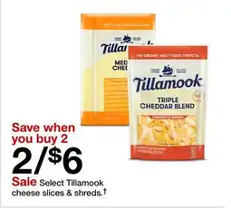 Target Tillamook cheese slices & shreds† offer