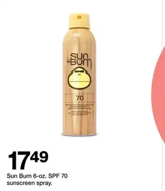 Target Sun Bum 6-oz. SPF 70 sunscreen spray offer