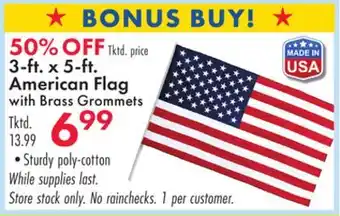 Boscov's 3-ft. x 5-ft. American Flag with Brass Grommets offer